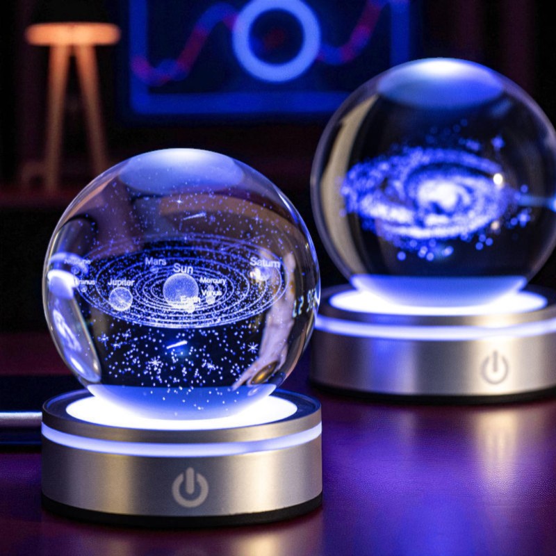 Cosmic Radiance Orb β Multicolor LED Crystal Sphere for Astrology Lovers & Home Deco