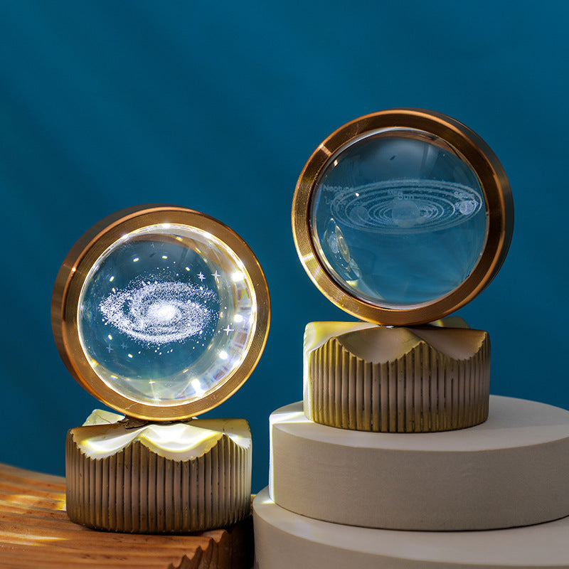 Celestial Orbit Series β Rotating Crystal LED Sphere with Galactic & Astral Designs