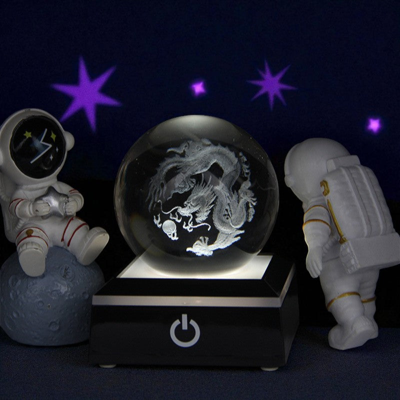 Stellar Glow Cube – Illuminated Crystal Sphere on Sleek LED Base