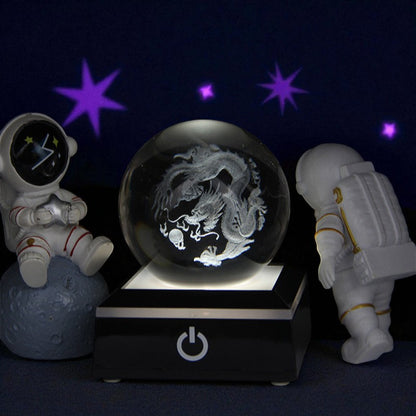 Stellar Glow Cube – Illuminated Crystal Sphere on Sleek LED Base