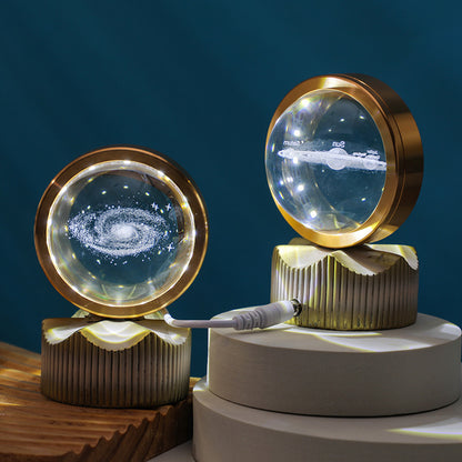 Celestial Orbit Series – Rotating Crystal LED Sphere with Galactic & Astral Designs