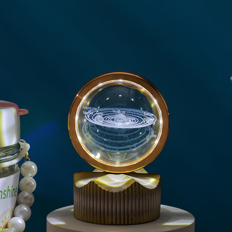 Celestial Orbit Series – Rotating Crystal LED Sphere with Galactic & Astral Designs