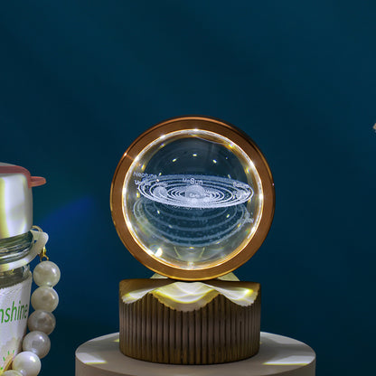 Celestial Orbit Series – Rotating Crystal LED Sphere with Galactic & Astral Designs