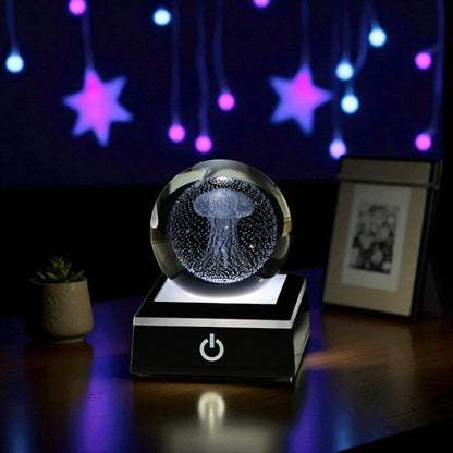 Stellar Glow Cube – Illuminated Crystal Sphere on Sleek LED Base