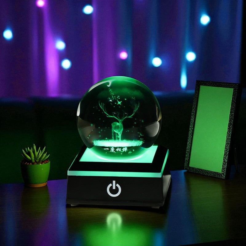 Stellar Glow Cube – Illuminated Crystal Sphere on Sleek LED Base