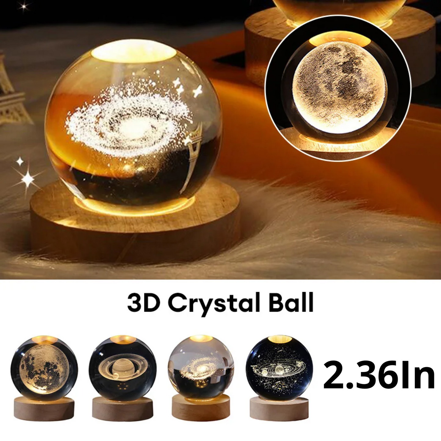 Galaxy Vision Sphere – LED Lighted Crystal Orb for Cosmic Decor and Gifts