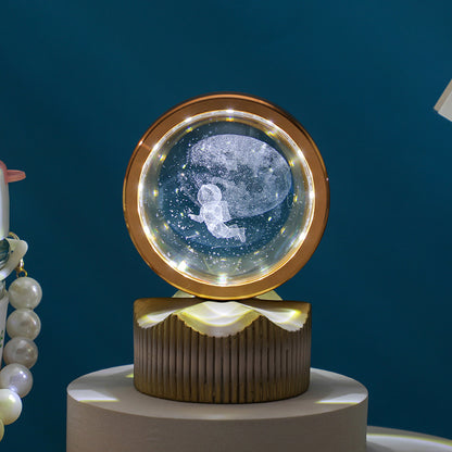 Celestial Orbit Series – Rotating Crystal LED Sphere with Galactic & Astral Designs
