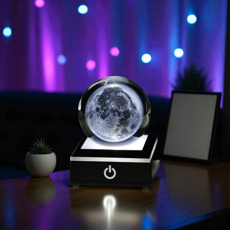Stellar Glow Cube – Illuminated Crystal Sphere on Sleek LED Base
