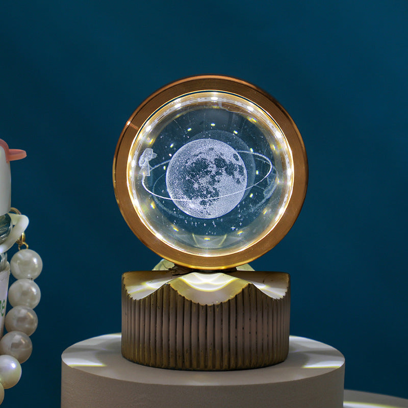 Celestial Orbit Series – Rotating Crystal LED Sphere with Galactic & Astral Designs