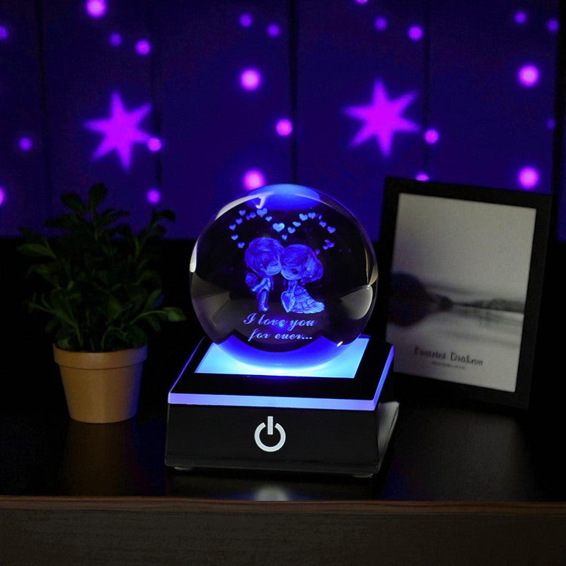 Stellar Glow Cube – Illuminated Crystal Sphere on Sleek LED Base