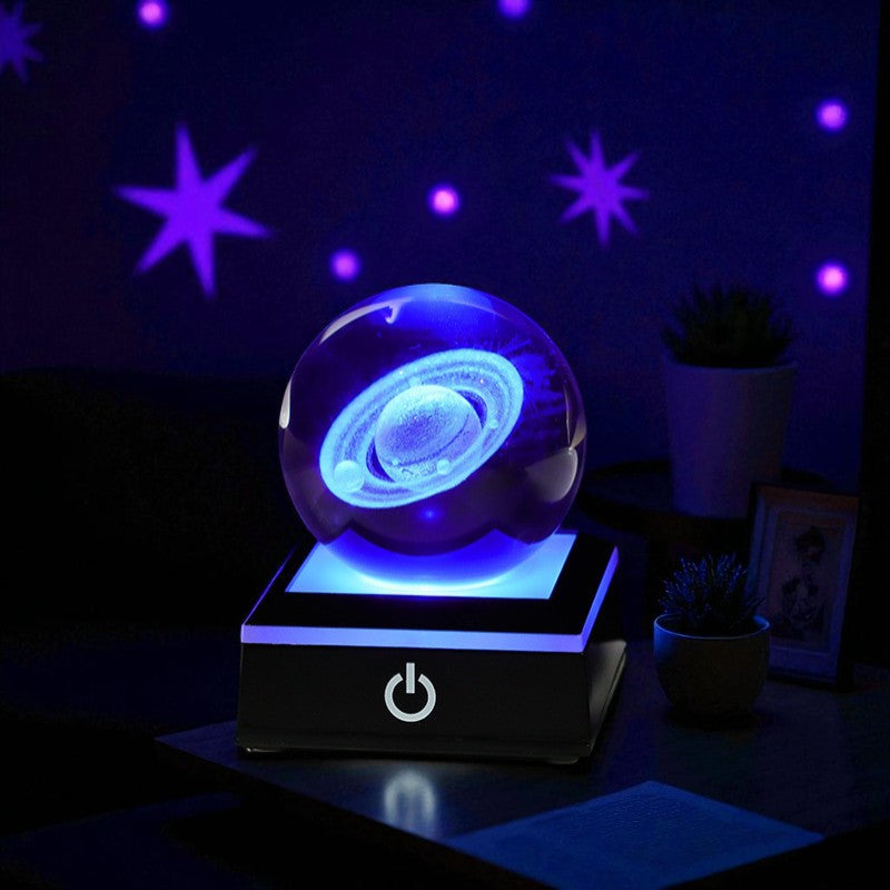 Stellar Glow Cube – Illuminated Crystal Sphere on Sleek LED Base