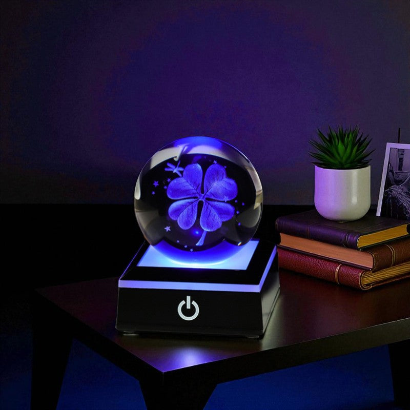 Stellar Glow Cube – Illuminated Crystal Sphere on Sleek LED Base