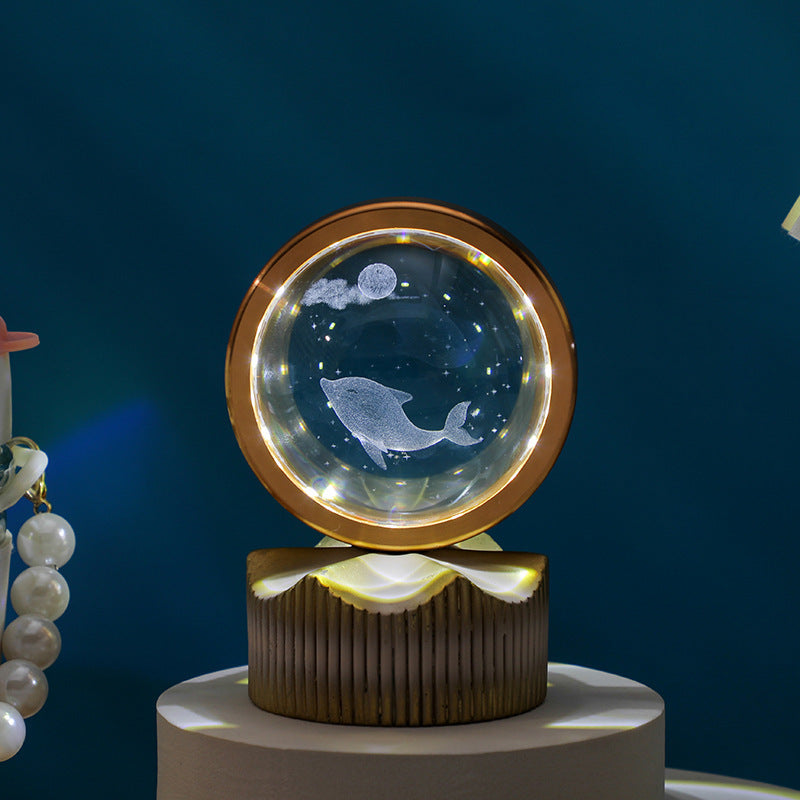 Celestial Orbit Series – Rotating Crystal LED Sphere with Galactic & Astral Designs
