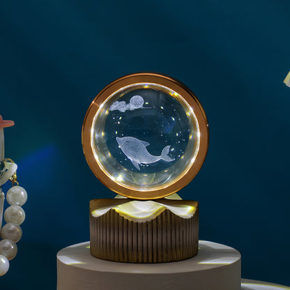 Celestial Orbit Series – Rotating Crystal LED Sphere with Galactic & Astral Designs