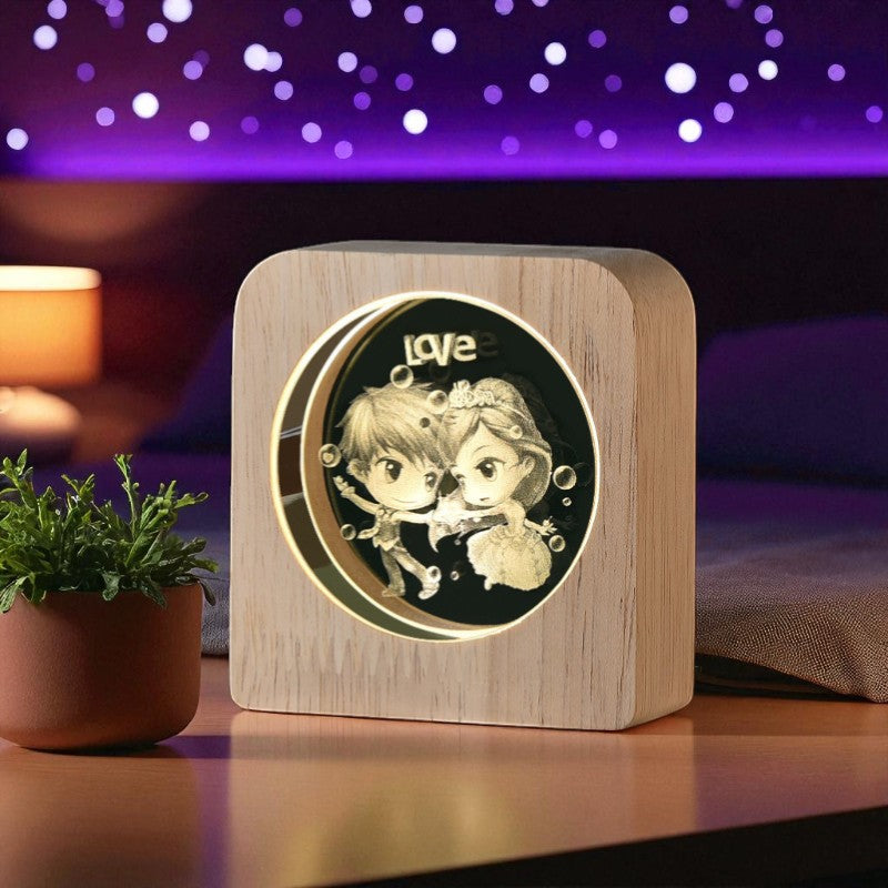 Eternal Light Series – Wooden LED Lamp with Symbolic Designs