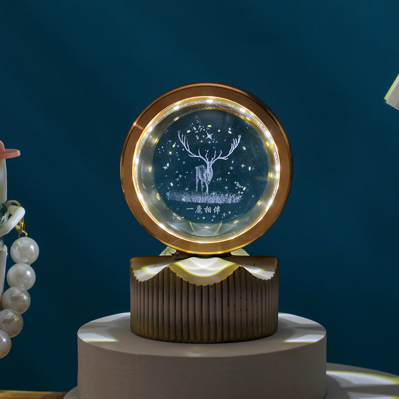 Celestial Orbit Series – Rotating Crystal LED Sphere with Galactic & Astral Designs