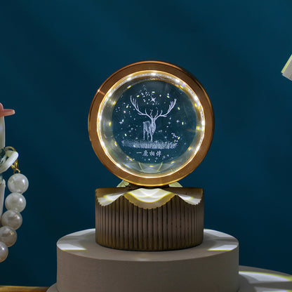 Celestial Orbit Series – Rotating Crystal LED Sphere with Galactic & Astral Designs