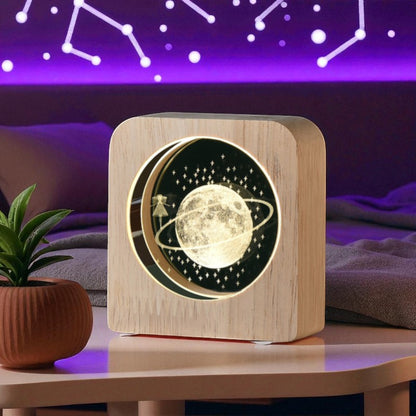 Eternal Light Series – Wooden LED Lamp with Symbolic Designs