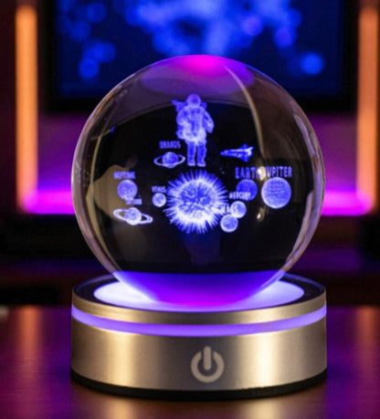 Cosmic Radiance Orb – Multicolor LED Crystal Sphere for Astrology Lovers &amp; Home Deco
