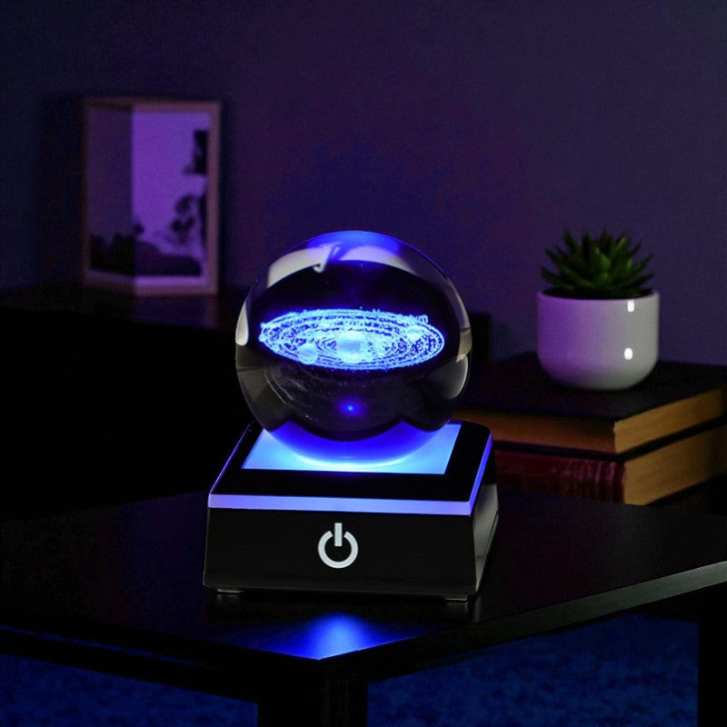Stellar Glow Cube – Illuminated Crystal Sphere on Sleek LED Base