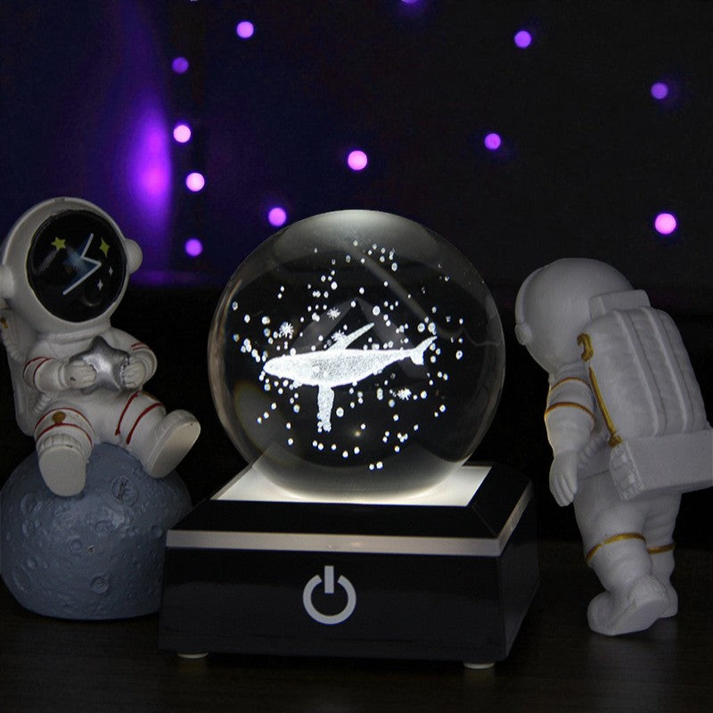 Stellar Glow Cube – Illuminated Crystal Sphere on Sleek LED Base