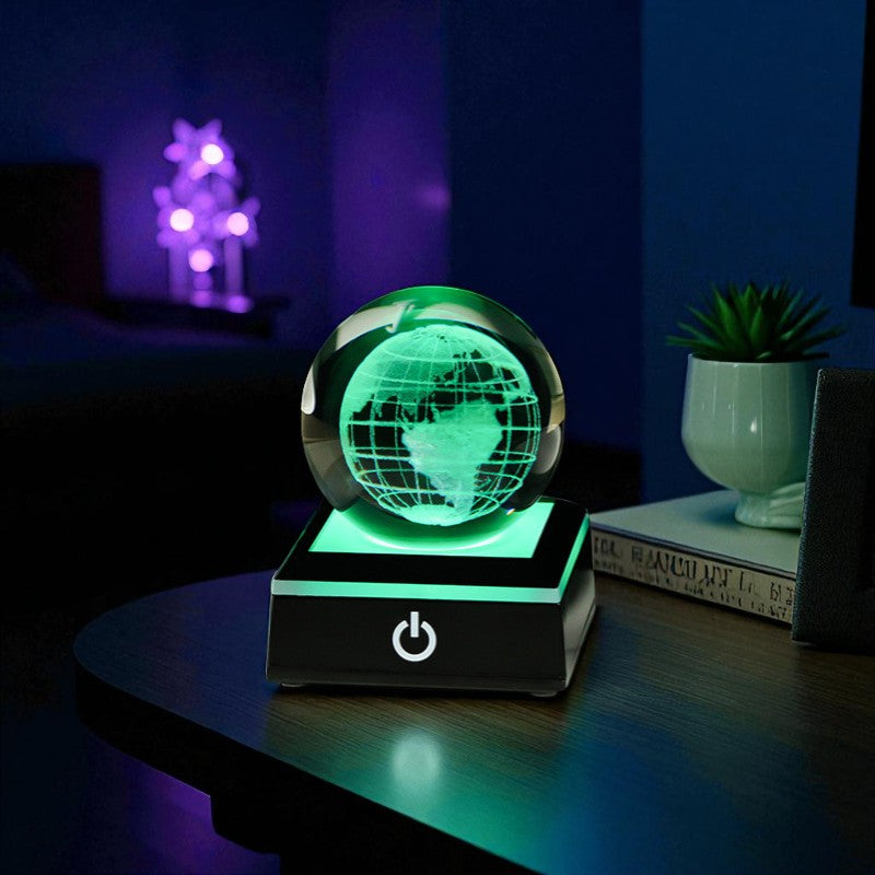 Stellar Glow Cube – Illuminated Crystal Sphere on Sleek LED Base