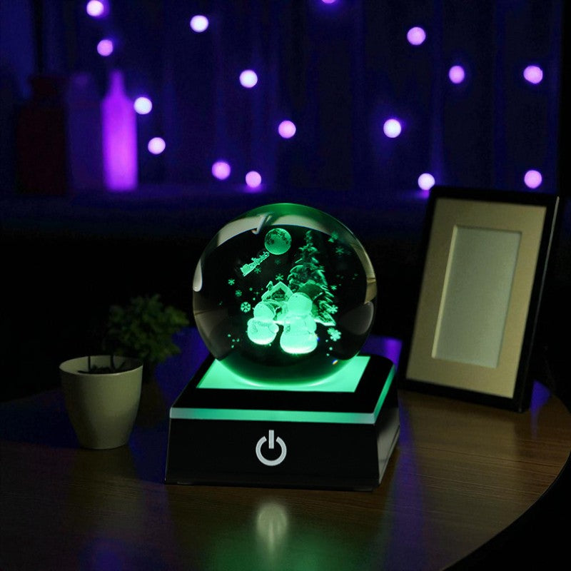 Stellar Glow Cube – Illuminated Crystal Sphere on Sleek LED Base