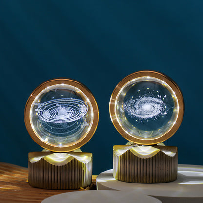 Celestial Orbit Series – Rotating Crystal LED Sphere with Galactic & Astral Designs
