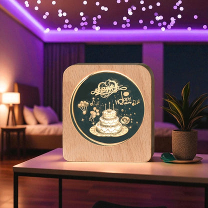 Eternal Light Series – Wooden LED Lamp with Symbolic Designs