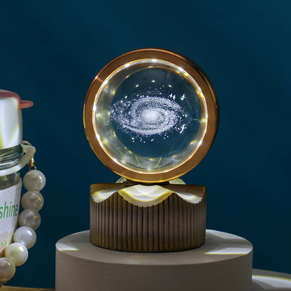 Celestial Orbit Series – Rotating Crystal LED Sphere with Galactic & Astral Designs
