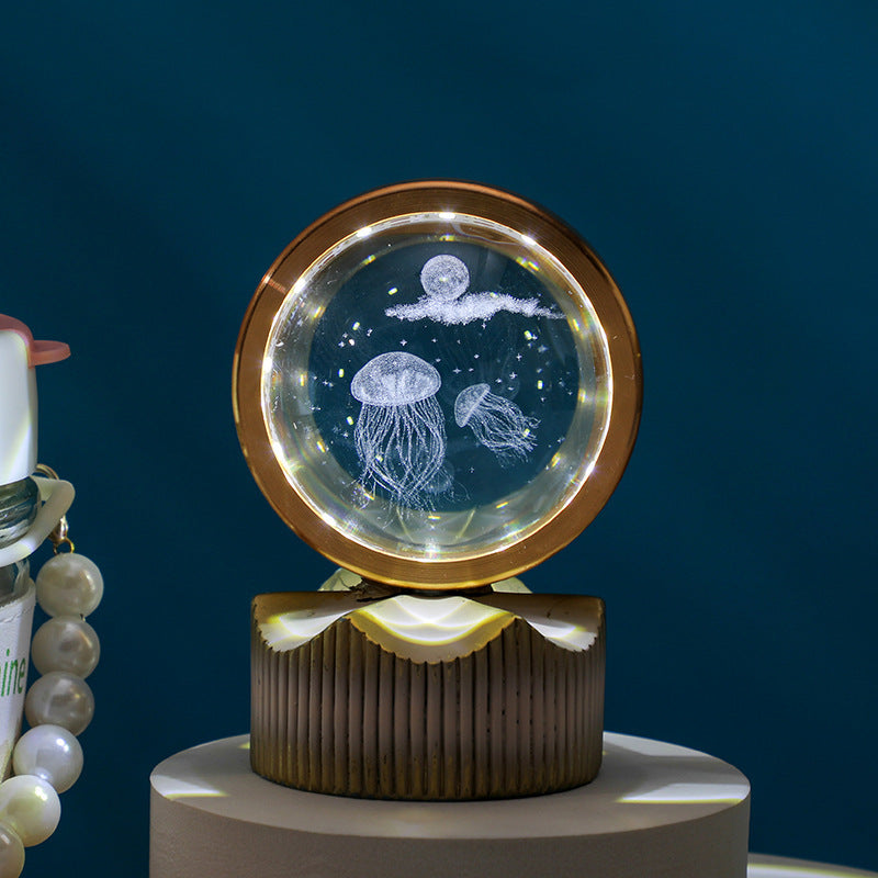 Celestial Orbit Series – Rotating Crystal LED Sphere with Galactic & Astral Designs