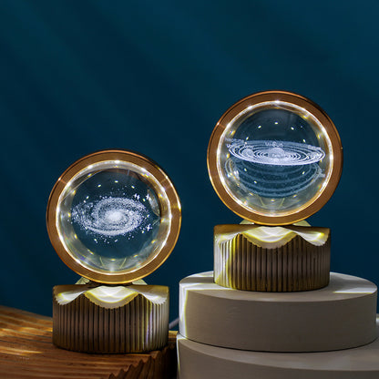 Celestial Orbit Series – Rotating Crystal LED Sphere with Galactic & Astral Designs