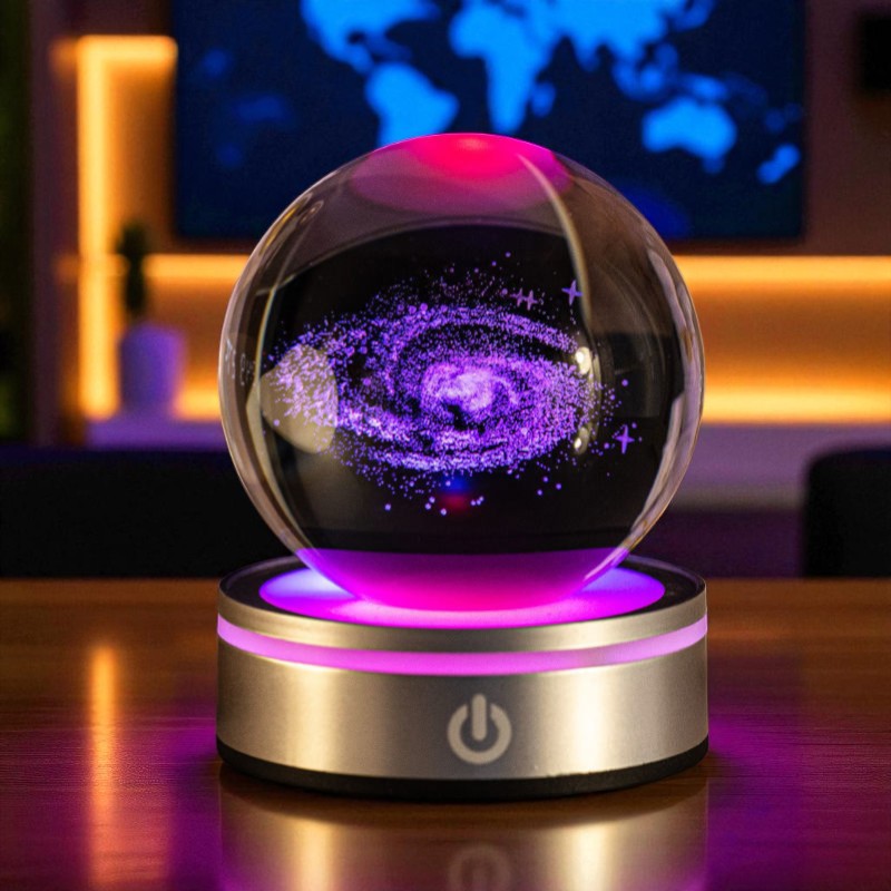 Cosmic Radiance Orb – Multicolor LED Crystal Sphere for Astrology Lovers &amp; Home Deco
