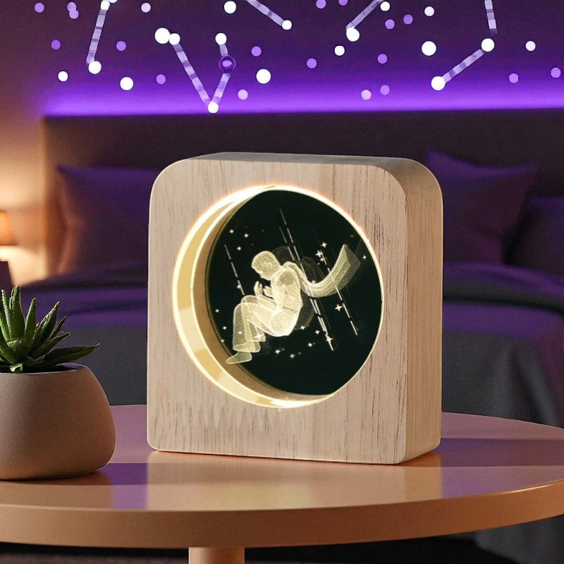 Eternal Light Series – Wooden LED Lamp with Symbolic Designs